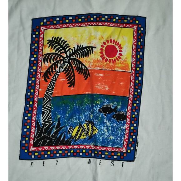 Hanes Beefy-T Key West Graphic T-Shirt Men's Sz XXL Palm Tree Pre-Shrunk VTG - Picture 3 of 6